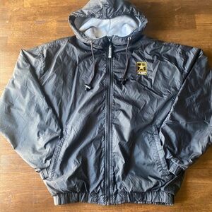 Small Vintage Army Oarsman Hooded Windbreaker Jacket Embroidered